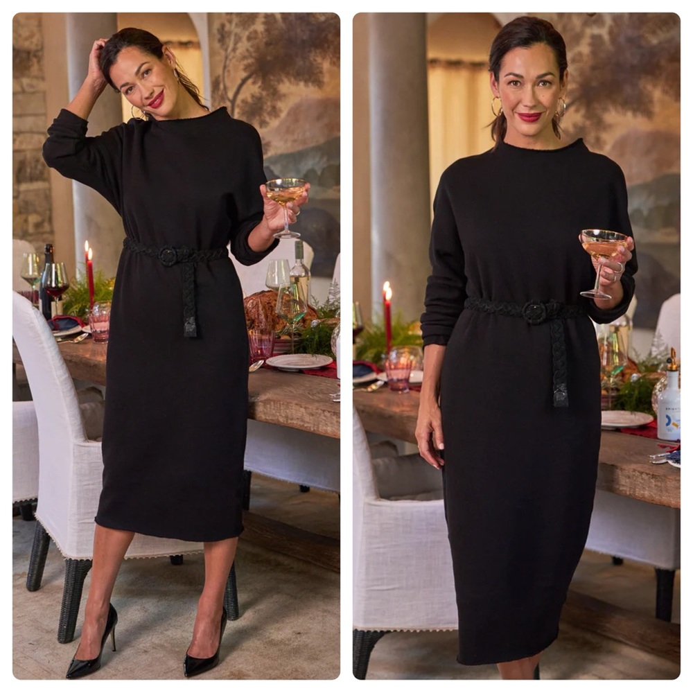Frank & Eileen Isabelle Funnel Neck Dress Triple Fleece Black Size XS - Picture 1 of 7